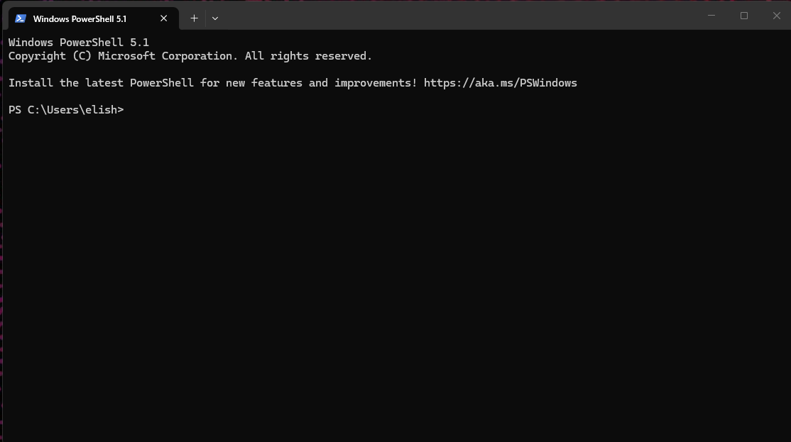 חלון PowerShell 5.1