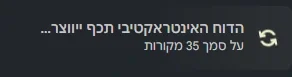 שורת סטטוס בפנל Studio: הדוח האינטראקטיבי תכף ייווצר, על סמך 35 מקורות