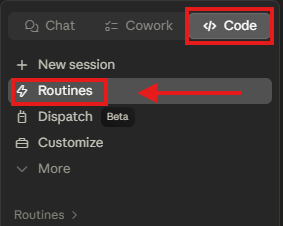 תפריט Routines