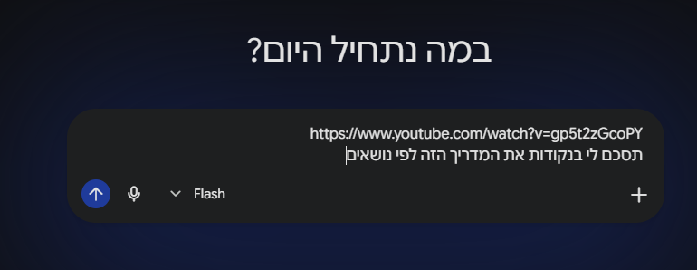 ניתוח סרטון יוטיוב בתוך שיחה עם Gemini