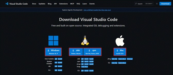 אתר ההורדה הרשמי של VS Code