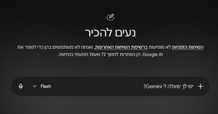 מסך שיחה זמנית ב-Gemini