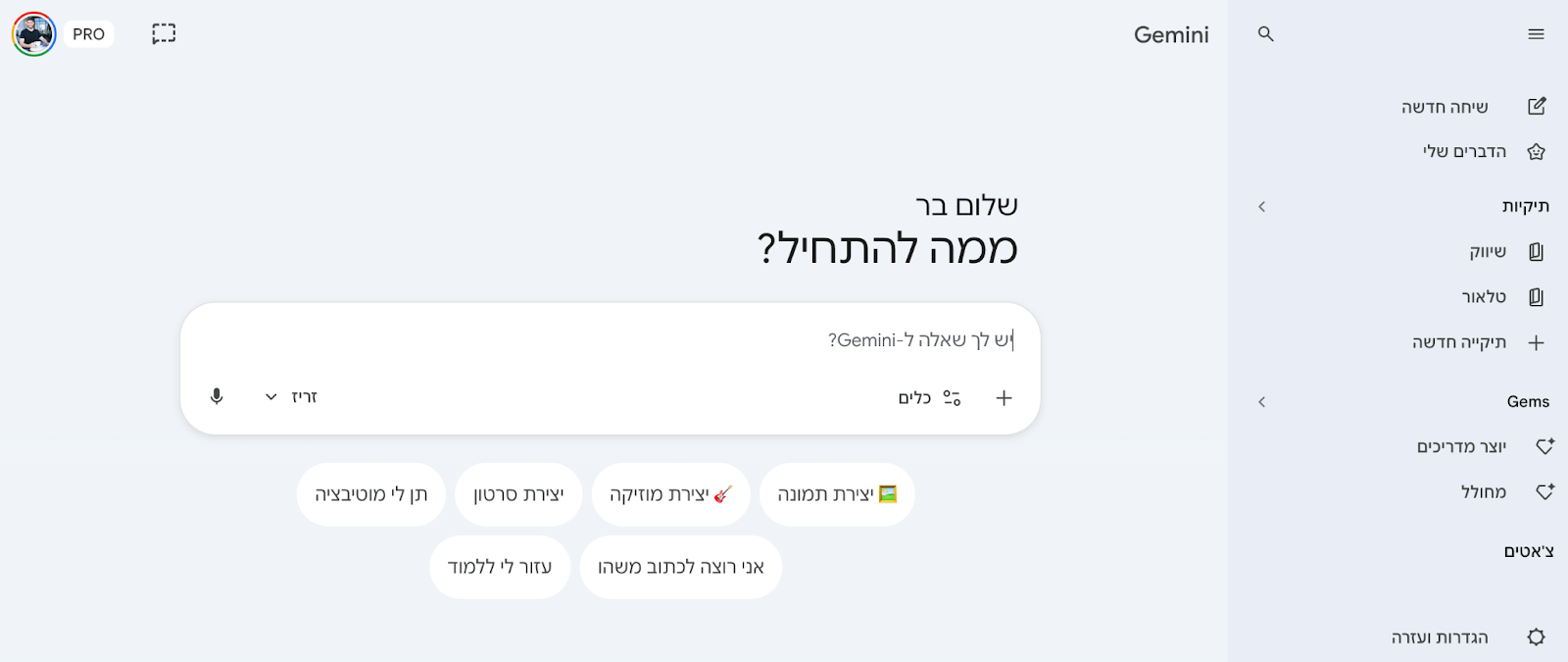ממשק Gemini