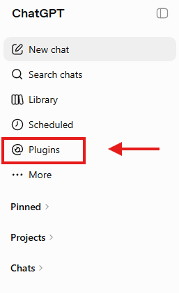 ספריית Plugins בתפריט הצד