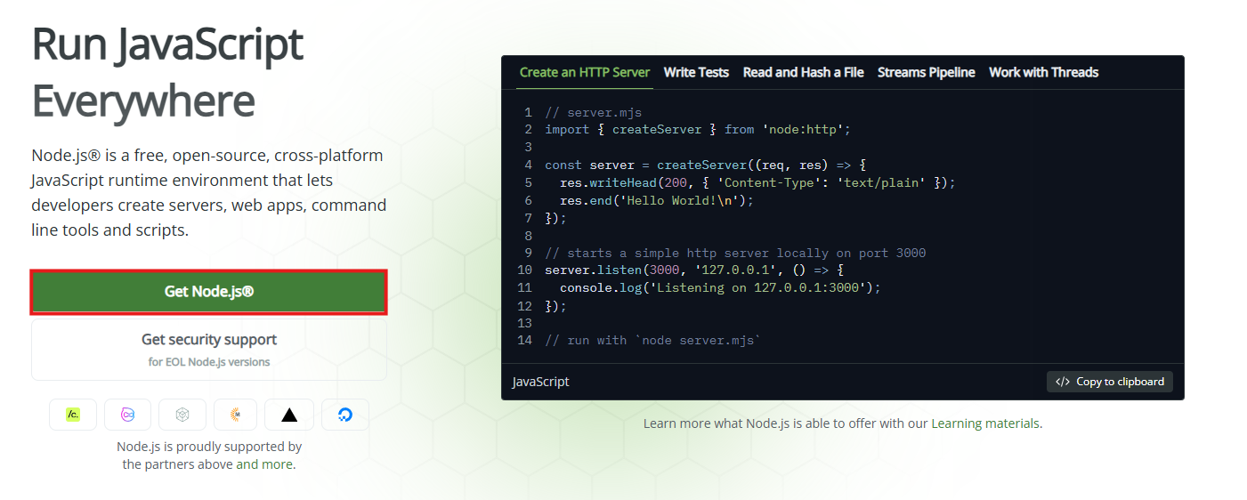 אתר Node.js
