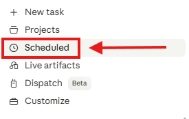 הכפתור New task בדף Scheduled