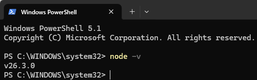 בדיקת גרסת Node.js